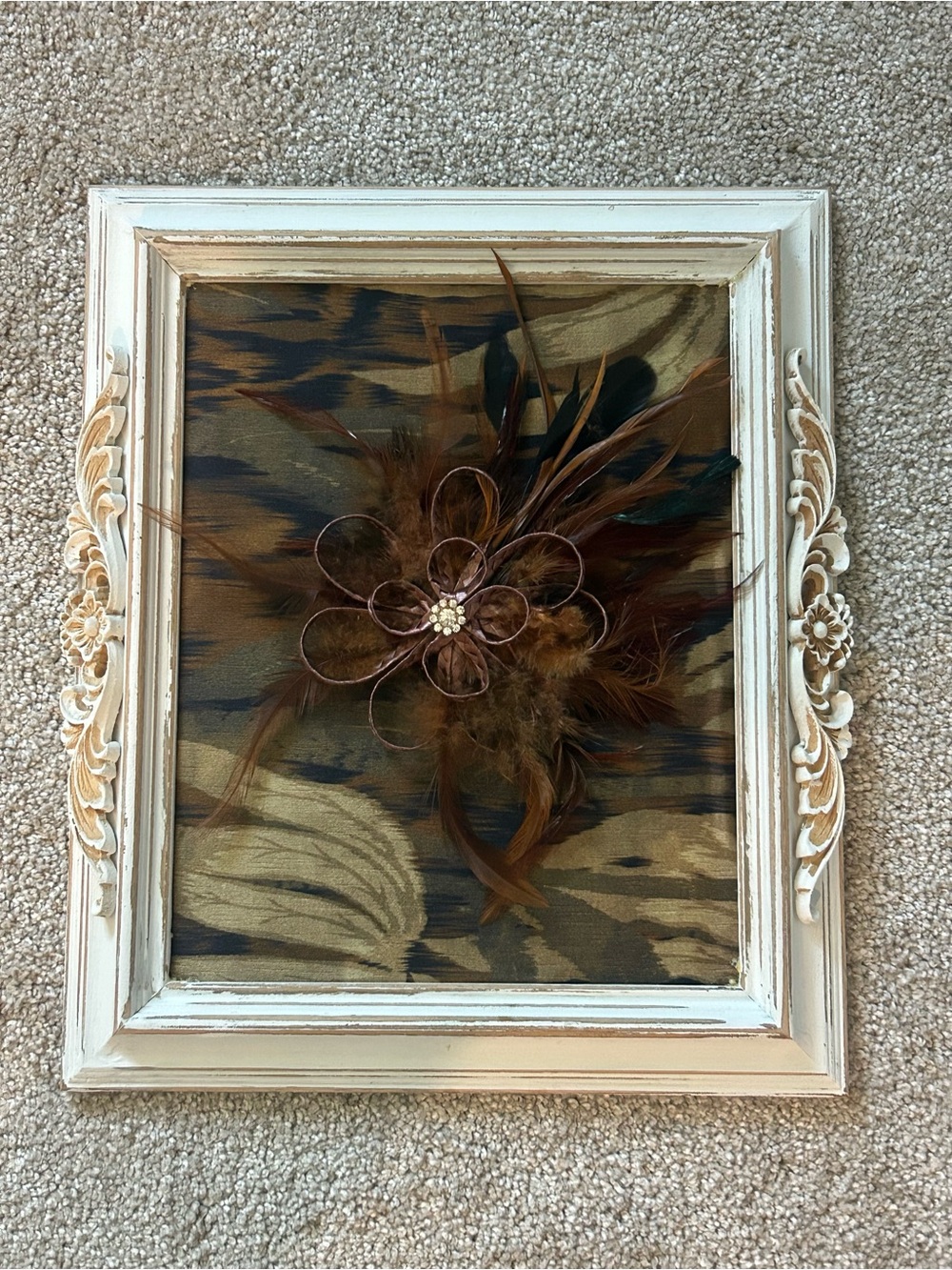 Feather Floral Wall Art in Brown and Black Tones